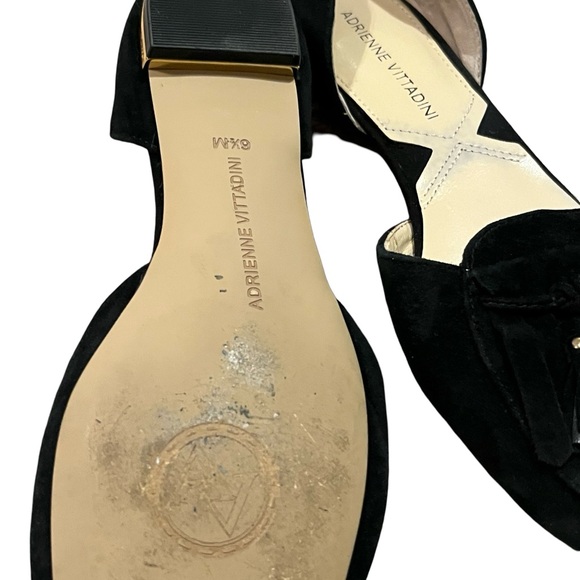 Adrienne Vitadini Black Pointed Toe leather Flats- Gold Herl - black pointy 6.5 - Picture 4 of 6